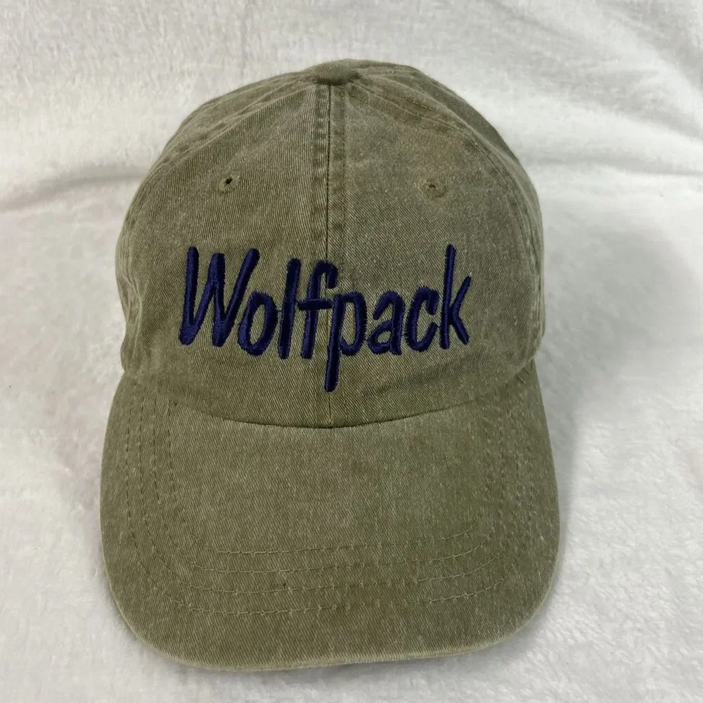 Wolfpack Mens Hat Adjustable Ball Cap Baseball Khaki/Blue NC State?